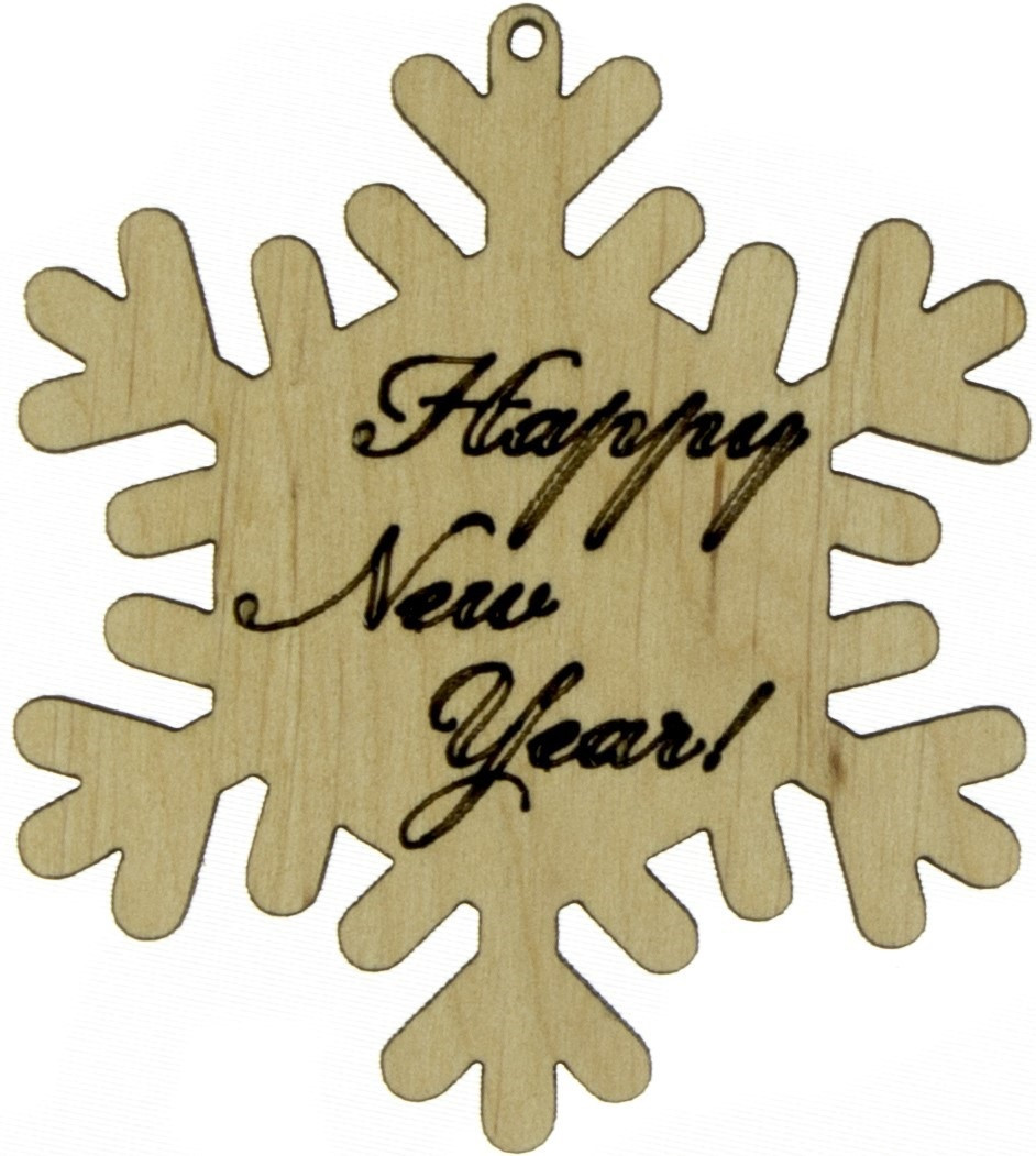 Сніжинка "Happy New Year!" 6х5,5 см фанера, фото 1