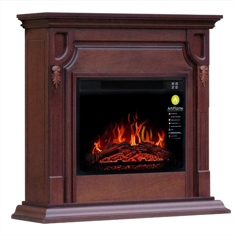 Камінокомплект Кутовий ArtiFlame Toronto AF23S Горіх (зі звуком) 3D Електрокамін з ефектом живого вогню