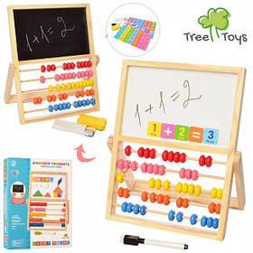 Дерев'яна іграшка Мольберт MD 2180 двостороння, рахунки, цифри, в коробці, 25-30-3,5см