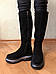 Жіночі зимові чоботи високі замшеві на платформі на худу середню ногу (черевики жіночі зимові), фото 4