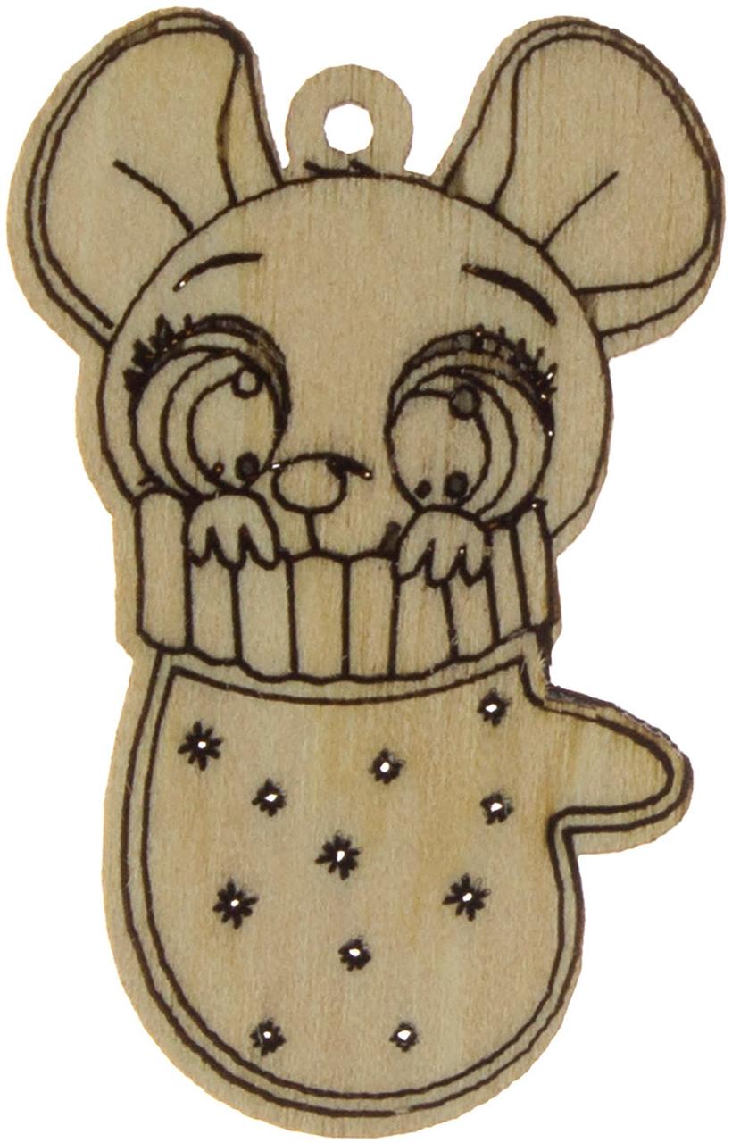 Підвіска миша в рукавичці 5см фанера, фото 1