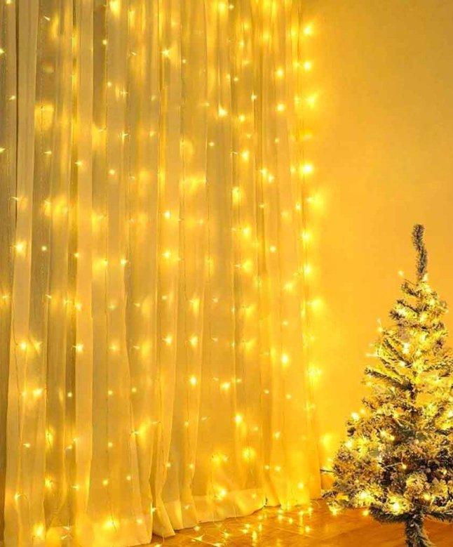 Гірлянда штора 240 LED 3 м*1.5м, теплий білий колір