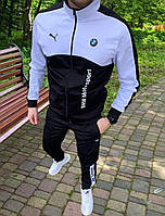 Спортивный костюм Puma BMW черно белого цвета  без капюшона на молнии