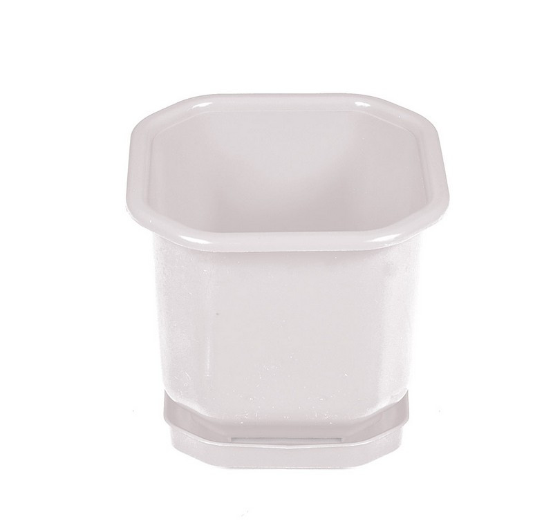 Горщик квітковий ГОСПОДАР 12х12 см з піддоном білий 92-8000, фото 1