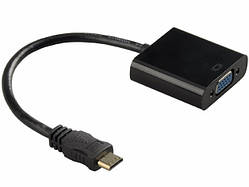 Конвертер mini HDMI (тато) на VGA (мама) 30cm, Black, 4K/2K, Пакет