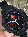 Тактичний багатофункціональний годинник Patriot 001 Black-Red ЗСУ Tactic UA + Коробка Camo, фото 3