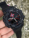 Тактичний багатофункціональний годинник Patriot 001 Black-Red ЗСУ Tactic UA + Коробка Camo, фото 4