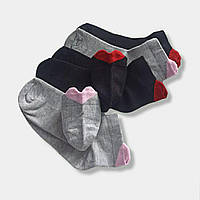 Носки короткие для девочки сеточка с рисунком сердечка Twinsocks р-14-16,18-20, 22-24 черные, серые
