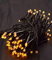 Гірлянда вулична 100LED+FLASH, 10 метрів, Чорний каучук 3, 3 мм, Жовтий колір