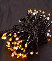 Гірлянда вулична 100LED+FLASH, 10 метрів, Чорний каучук 3, 3 мм, Жовтий колір