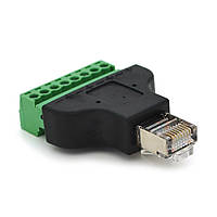 Клемна колодка 8-розрядна + RJ45 8P8С тато, екранована