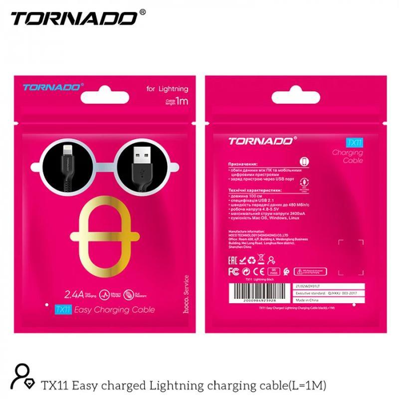 Кабель Tornado TX11 Lightning 2.4A 1M Black, фото 1