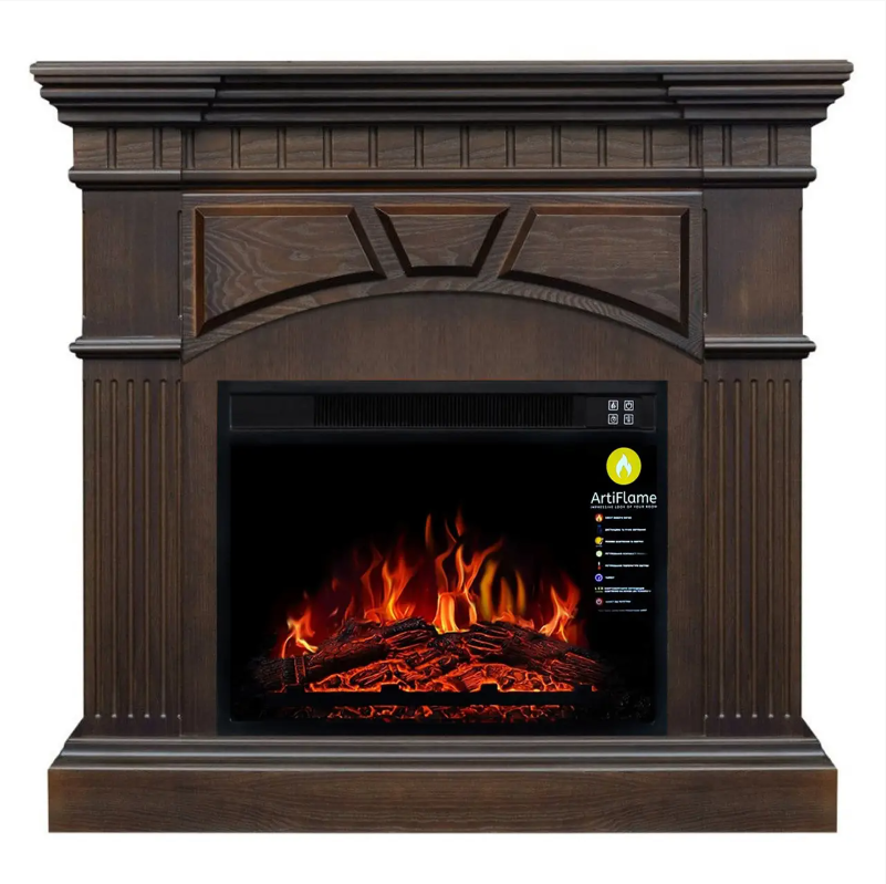 Камінокомплект Електрокамін ArtiFlame York AF23S Махагон Коричневий Антик (зі звуком) Електричний 3D Камін, фото 1