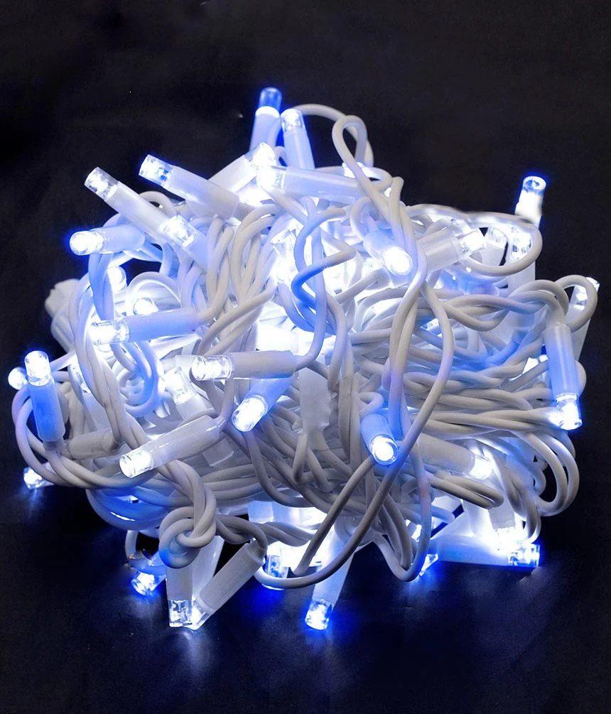 Гірлянда вулична 100LED, 10 метрів, білий каучук 3, 3 мм, Синьо-білий колір