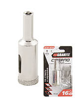 Свердло трубчасте GRANITE з алмазним напиленням для скла та плитки 16 мм 2-01-216