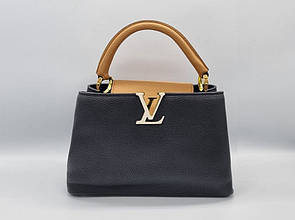 Сумка Louis Vuitton LV Twist One Handle чорна шкіра з коричневим клапаном