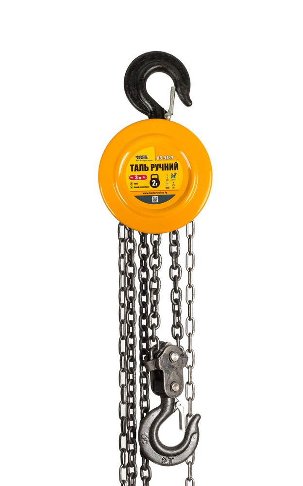 Таль ручний MASTERTOOL 2 т довжина ланцюга 3 м круглий блок 86-9120, фото 1