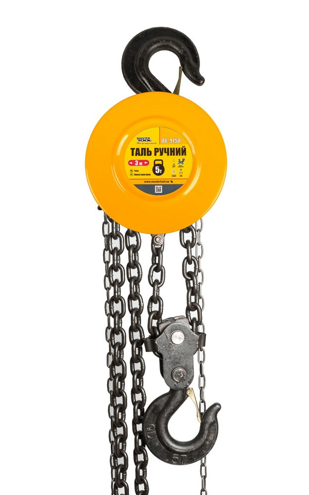Таль ручний MASTERTOOL 5 т довжина ланцюга 3 м круглий блок 86-9150, фото 1