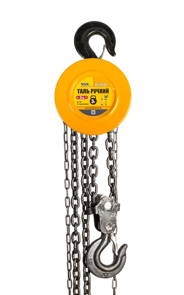 Таль ручний MASTERTOOL 3 т довжина ланцюга 3 м круглий блок 86-9130, фото 1