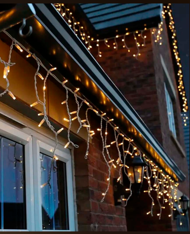 Гірлянда вулична БАХРОМА 100 LED, 5 м*0, 7 м, білій каучук 3.3 мм, Теплий Білий колір