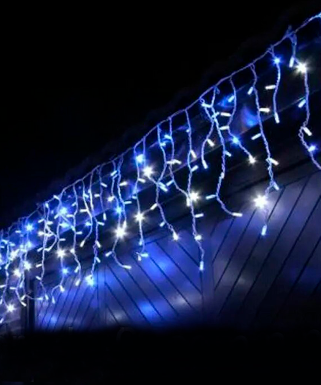Гірлянда вулична БАХРОМА 100 LED, 5 м*0, 7 м, білій каучук 3.3 мм, Синій + Білий колір