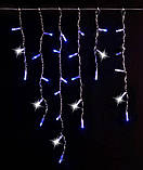 Гірлянда вулична БАХРОМА 100 LED+FLASH, 5 м*0,7 м, білій каучук 3.3 мм, Синій колір, фото 3
