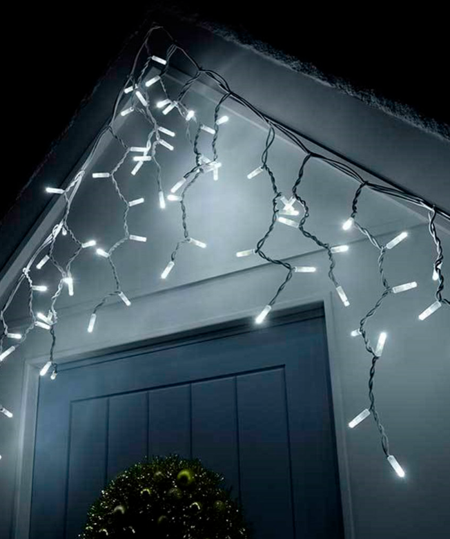 Гірлянда вулична БАХРОМА 100 LED+FLASH, 5 м*0,7 м, білій каучук 3.3 мм, Білий колір