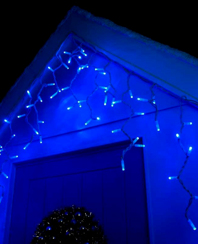 Гірлянда вулична БАХРОМА 100 LED+FLASH, 5 м*0,7 м, білій каучук 3.3 мм, Синій колір