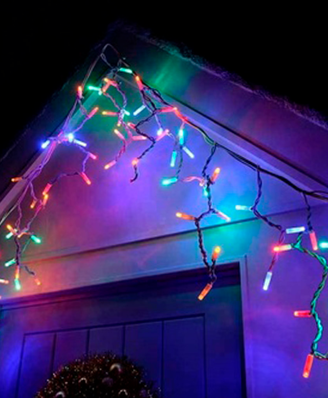 Гірлянда вулична БАХРОМА 100 LED, 5 м*0, 7 м, білій каучук 3.3 мм, Мультик-колір