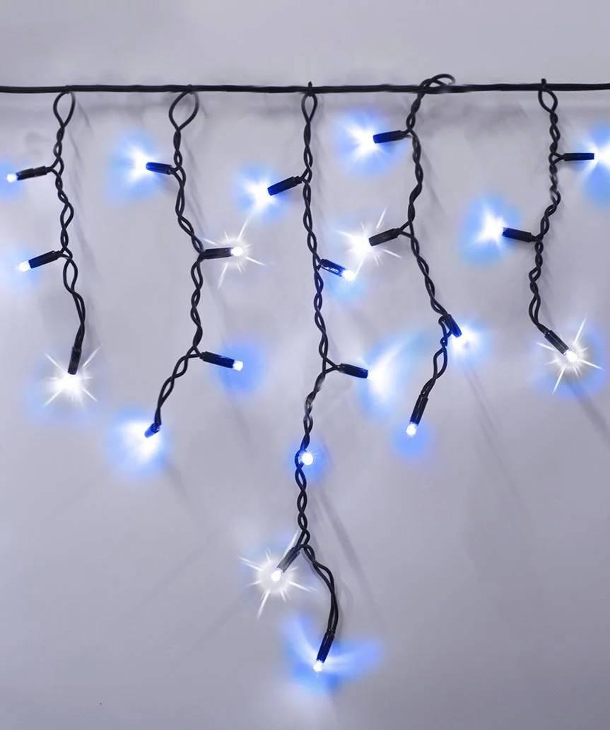 Гірлянда вулична БАХРОМА 100 LED+FLASH 3,3 м*0,7 м, чорний каучук 3.3 мм, Синій колір