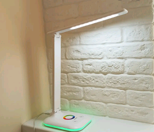 Світлодіодна настільна лампа DE-1729 9W біла, RGB нічник, сенсор, димер Код. 58378, фото 3