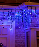Гірлянда вулична БАХРОМА 100 LED+FLASH, 5 м*0,7 м, чорний каучук 3.3 мм, Синій колір, фото 4