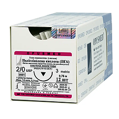 ПГА USP 2/0 (М3), 75см ріжуча голка 26мм 3/8 плетена фіолетова