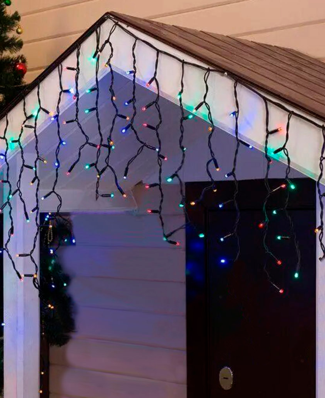 Гірлянда вулична БАХРОМА 100 LED 3 м*0,7 м, чорний каучук 3.3 мм, Мультик колір