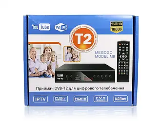 Цифровий ефірний приймач із екраном DVB-T2 метал. IPTV/YouTube/WiFi/MP4/1080 Megogo M8 60шт 7915