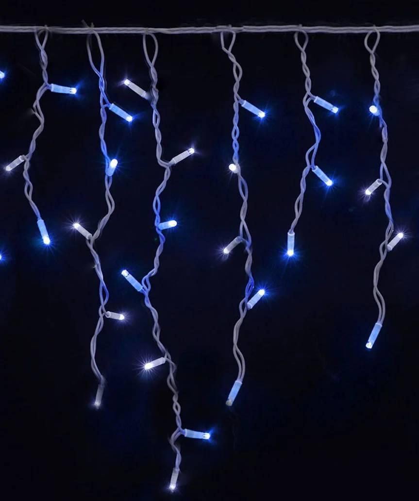 Гірлянда вулична БАХРОМА 100 LED 3, 3 м*0, 7 м, білій каучук 3.3 мм, Синій білий колір BW