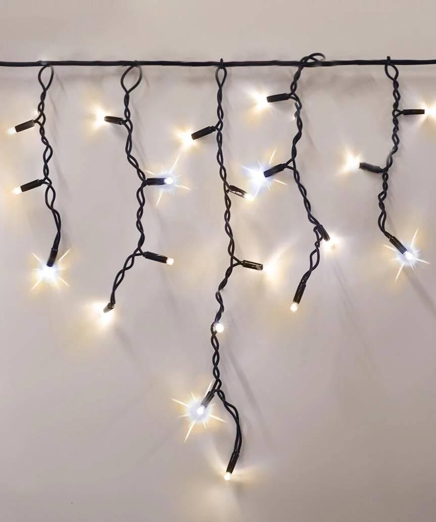 Гірлянда вулична БАХРОМА 100 LED+FLASH 3,3 м*0,7 м, чорний каучук 3.3 мм, Теплий білий колір