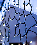 Гірлянда вулична БАХРОМА 100 LED+FLASH 3,3 м*0,7 м, чорний каучук 3.3 мм, Білий колір, фото 2