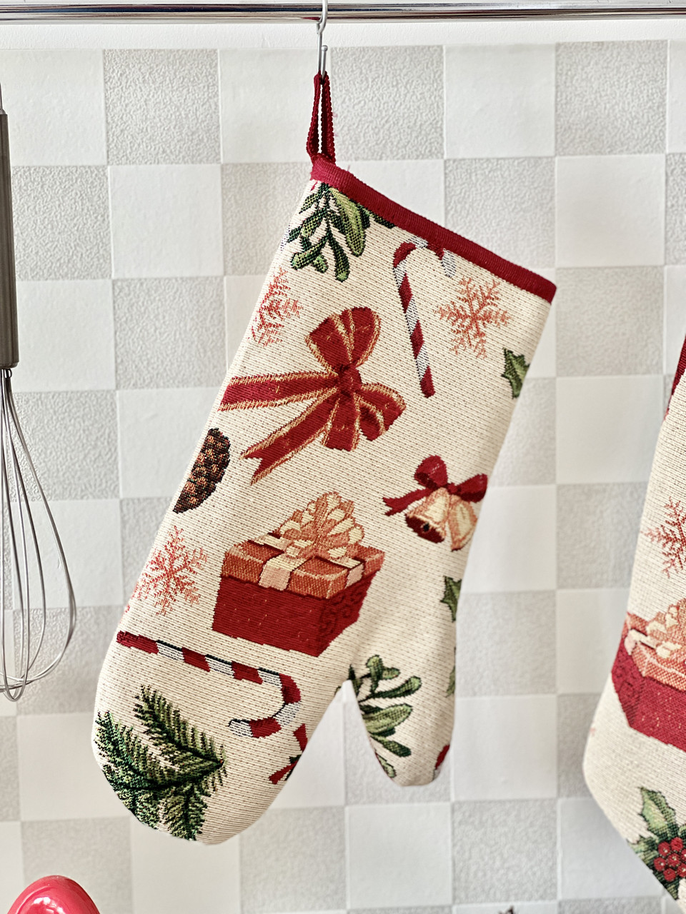 Рукавиця прихватка кухонна Новорічна LiMaSo гобелен, фото 1
