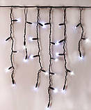 Гірлянда вулична БАХРОМА 100 LED+FLASH 3,3 м*0,7 м, чорний каучук 3.3 мм, Білий колір, фото 4