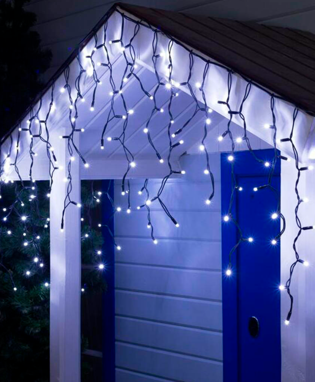 Гірлянда вулична БАХРОМА 100 LED 3, 3 м*0, 7 м, чорний каучук 3.3 мм, Білий колір (з режимами)