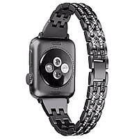 Ремешок Bucklet для Apple Watch 44 металлический ремешок с камушками для часов эпл вотч 44 черный