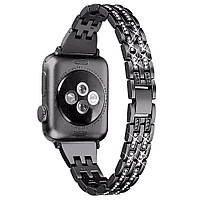 Ремешок Bucklet для Apple Watch 45 металлический ремешок с камушками для часов эпл вотч 45 черный