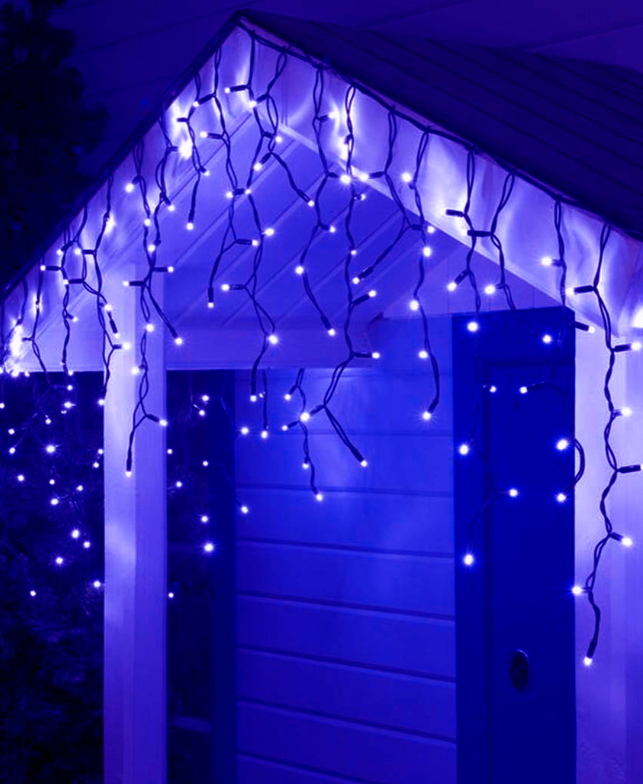 Гірлянда вулична БАХРОМА 100 LED 3, 3 м*0, 7 м, чорний каучук 3.3 мм, Синій колір (з режимами)