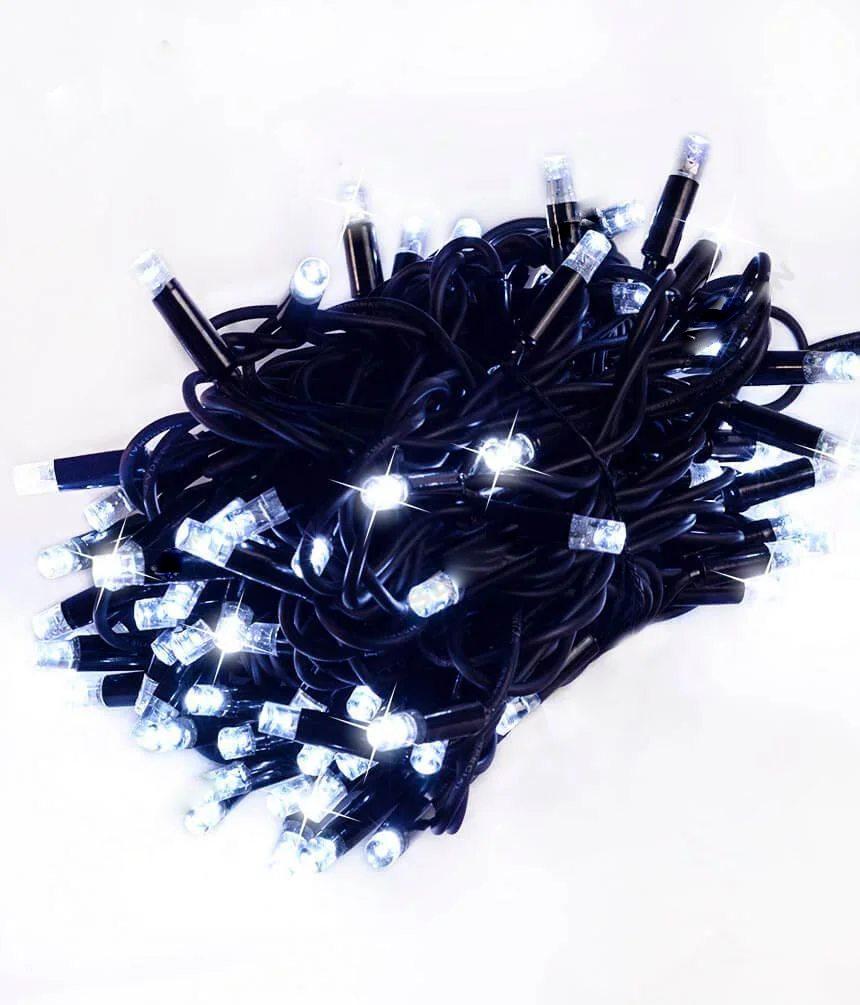 Гірлянда вулична 100LED+FLASH, 10 метрів, чорний каучук 2 мм, Білий колір