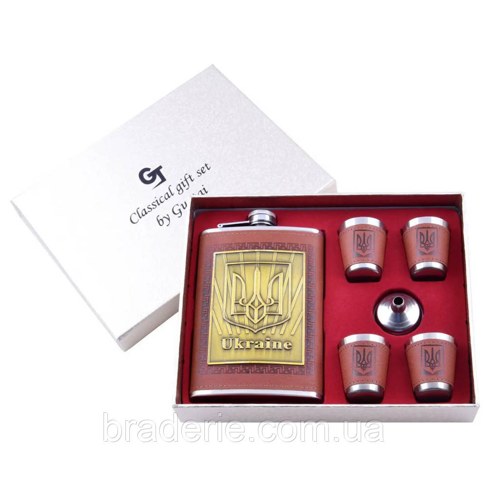 Подарунковий набір фляга з чарками і лійкою TZ-12 Україна