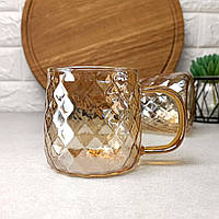 Чайная чашка с золотистым перламутром Amber из боросиликатного стекла Crystal