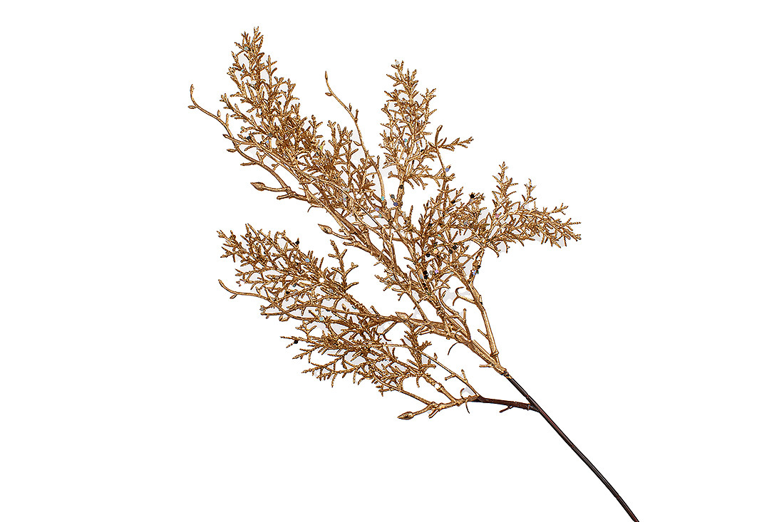 Декоративна гілка 52см, колір - матове золото з великим гліттером. - 12 шт УПАКОВКА ТОВАР ВІД ВИРОБНИКА