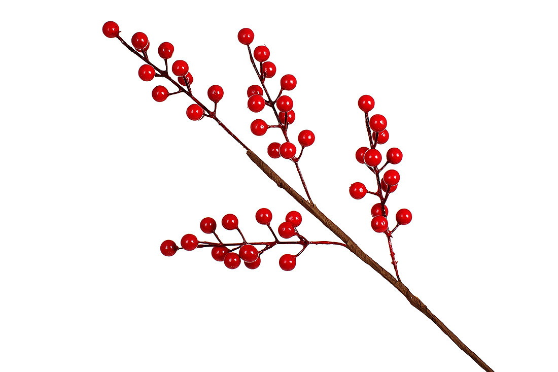 Декоративна гілка із червоних ягід 50см - 12 шт УПАКОВКА ТОВАР ВІД ВИРОБНИКА