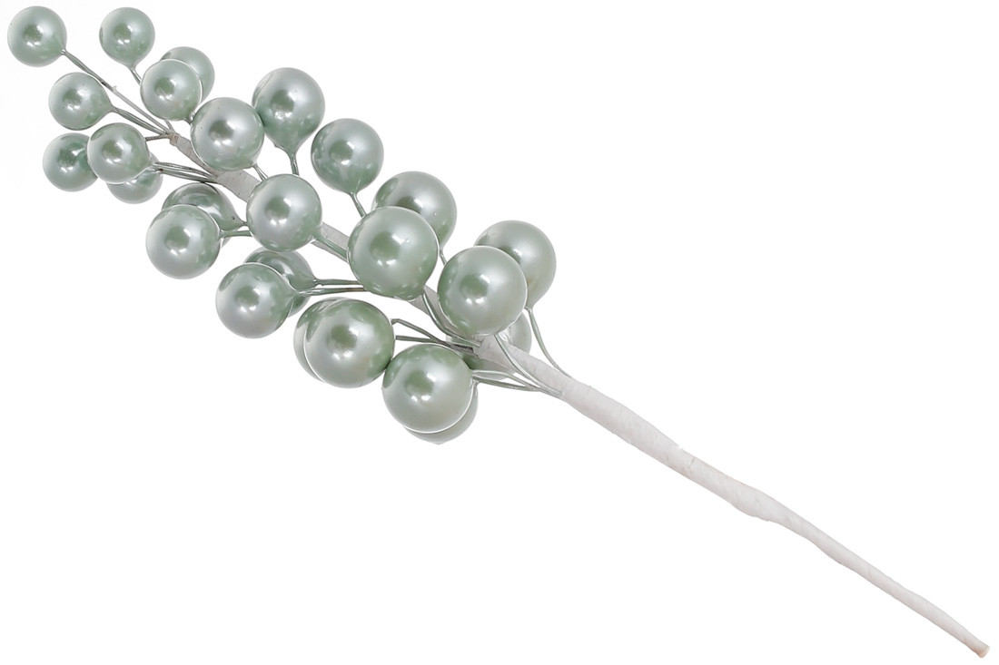 Декоративна гілка Виноград 19см, колір - м'ятний перламутр - 12 шт УПАКОВКА ТОВАР ВІД ВИРОБНИКА